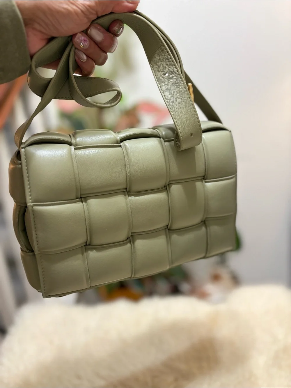 Bottega Veneta Padded Cassette Intrecciato Crossbody in Sage Green